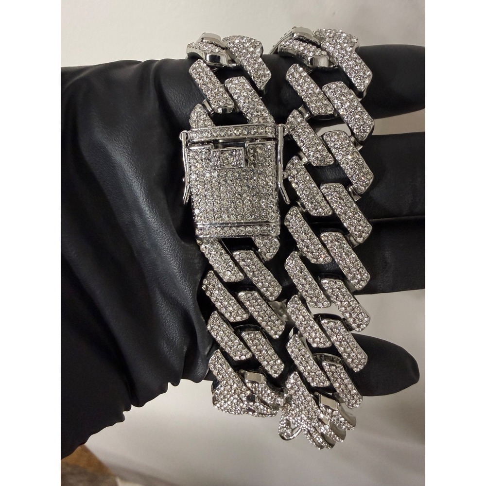 cuban chain iced out vvscz over stainless 24inch 19.5mm triple lock box - Picture 5 of 6